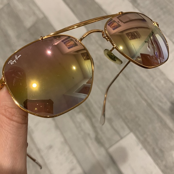 Ray Ban Gold Aviator Sunglasses - Picture 15 of 16